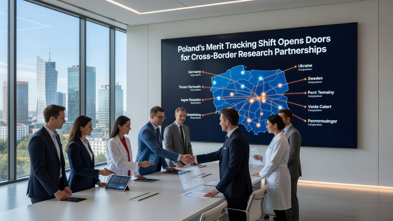 Data visualization of cross-border research partnerships enabled by updated Polish merit tracking